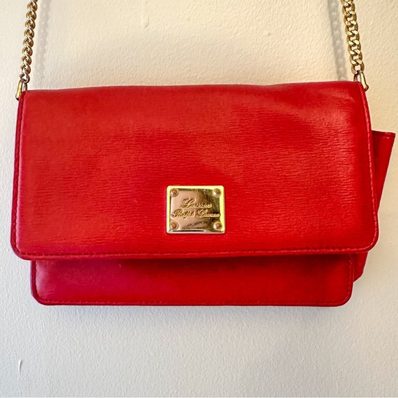 Lauren Ralph Lauren Small textured Vegan Leather Gold Chain Crossbody Bag - Picture 2 of 7